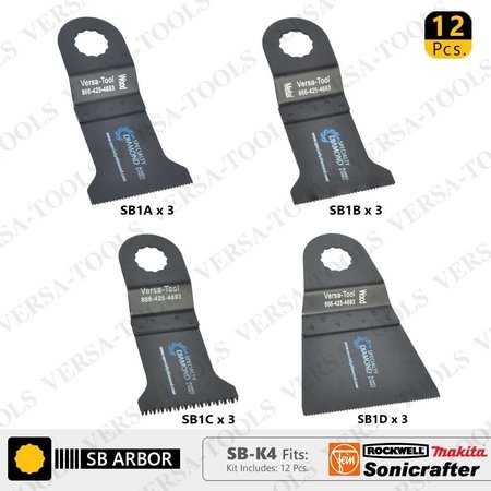 VERSA TOOL 12 PC Oscillating Saw Blade Set for Sonicrafter (SB1A, 1B, 1C, 1D) SB-K4